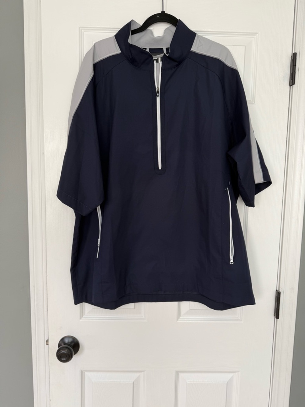 Footjoy Mens Navy and Light Gray Half-Zip Windbreaker- size XXL